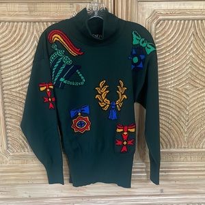 VINTAGE ESCADA NEW WOOL SWEATER EMERALD GREEN SIZE 38 EXCELLENT